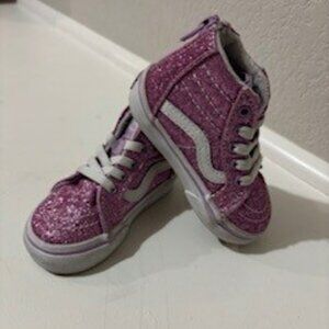 VANS - Toddler Sk8-Hi Back Zip Shoe - Toddler 4.5 - Purple Glitter